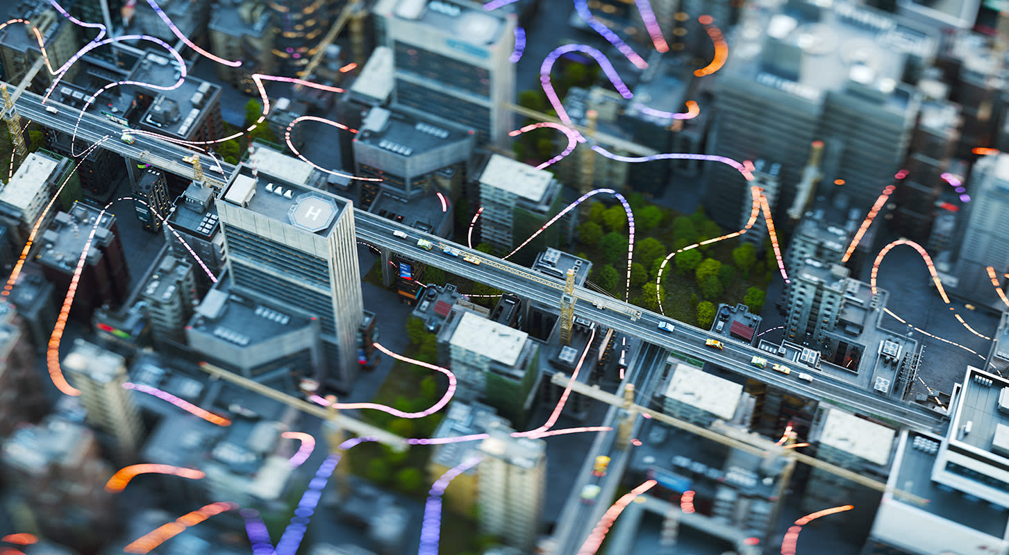 A city filled with diverse architecture, showcasing the dynamic energy of urban infrastructure.